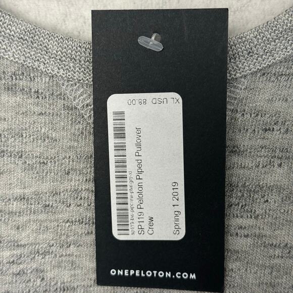 Peloton Piped Crewneck Pullover Gray Cotton Blend Lightweight Sweater New XL - Picture 8 of 10